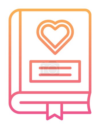 Ilustración de Libro de romance con icono del corazón, ilustración vectorial - Imagen libre de derechos