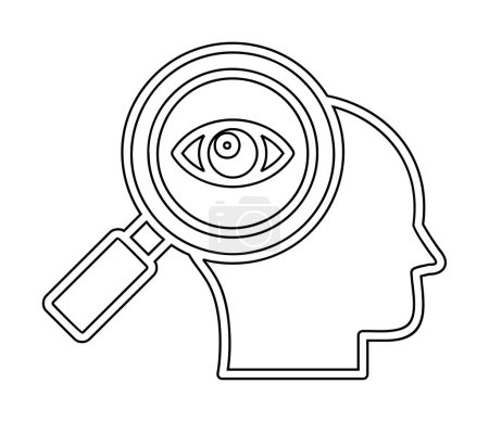 Téléchargez les photos : Illustration vectorielle de la tête humaine avec icône en verre grossissant - en image libre de droit