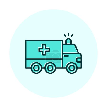 Téléchargez les illustrations : Icône de voiture d'ambulance plate simple - en licence libre de droit