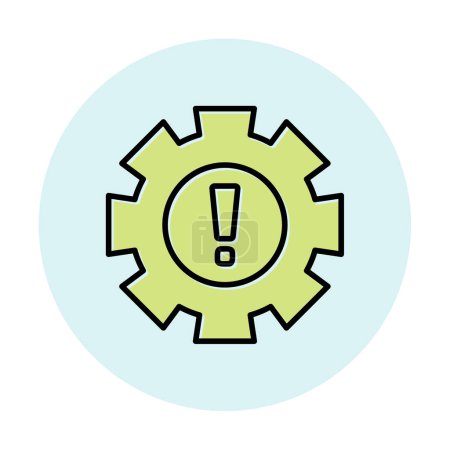 Ilustración de Ilustración vectorial de icono plano de advertencia con rueda dentada y signo de exclamación - Imagen libre de derechos