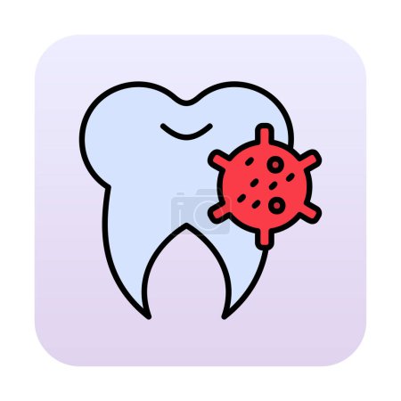 Ilustración de Bacterias en el icono de los dientes, ilustración vectorial - Imagen libre de derechos