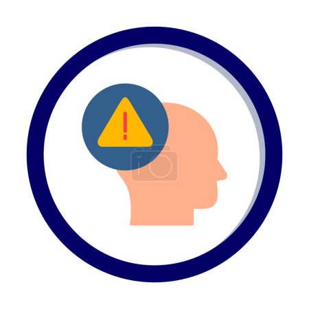 Ilustración de Cerebro con signo de advertencia, símbolo de alerta, ilustración vectorial - Imagen libre de derechos