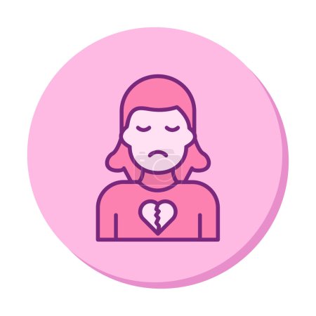 Ilustración de Mujer triste con corazón roto icono - Imagen libre de derechos
