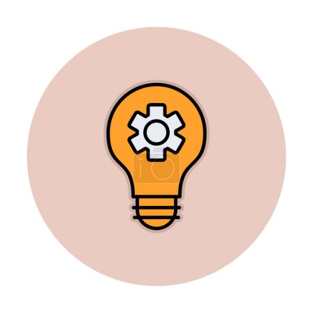 Téléchargez les illustrations : Ampoule simple avec engrenages à l'intérieur icône vectoriel illustration design - en licence libre de droit