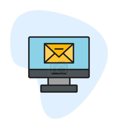 Ilustración de Diseño de ilustración de vector de icono de mensaje de correo electrónico de computadora plana simple - Imagen libre de derechos