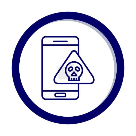 Ilustración de Diseño de iconos de teléfonos inteligentes y cráneos, tema de alerta de peligro y advertencia, ilustración vectorial - Imagen libre de derechos