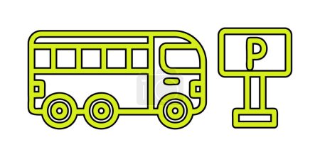 Téléchargez les illustrations : Vector illustration of bus parking icon - en licence libre de droit