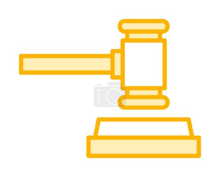 Téléchargez les illustrations : Icône de marteau de cour. contour juge gavel vecteur icône couleur plat isolé - en licence libre de droit