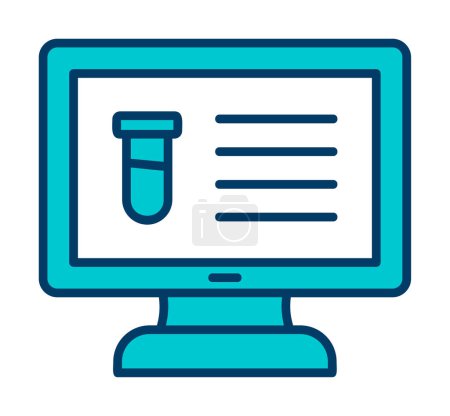Illustration for Test tube and computer screen icon in trendy style isolated background. Computer Science - Royalty Free Image