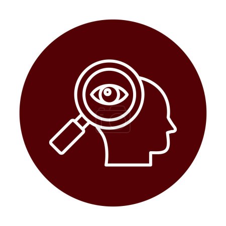 Téléchargez les illustrations : Illustration vectorielle de la tête humaine avec icône en verre grossissant - en licence libre de droit