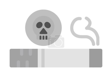 Illustration for Simple flat  skull with cigarette   icon - Royalty Free Image