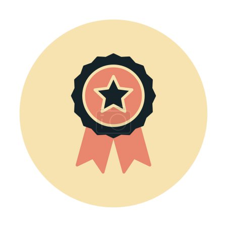Illustration for Flat simple Award badge vector flat line icon - Royalty Free Image