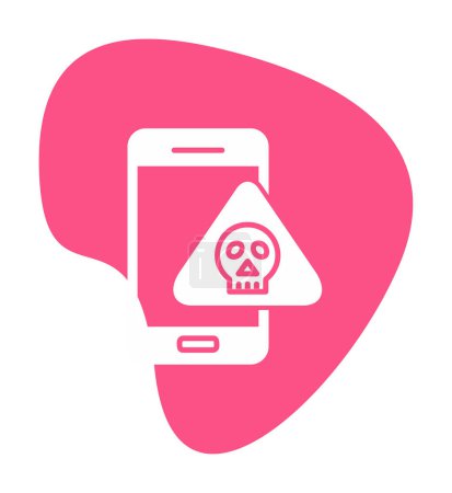 Téléchargez les photos : Conception d'icône de smartphone et crâne, thème d'alerte de danger et d'avertissement, illustration vectorielle - en image libre de droit