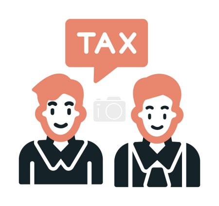 Illustration for Two people with word tax in speech bubble, Negotiation concept, vector illustration design - Royalty Free Image