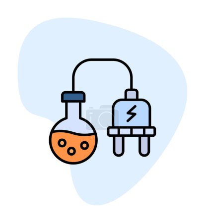 Téléchargez les illustrations : Ballon de laboratoire avec prise électrique, illustration vectorielle design simple - en licence libre de droit