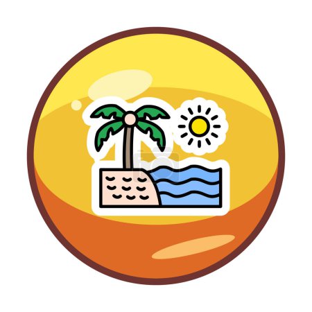 Illustration for Sunset and sea icon, Beach icon, vector illustration - Royalty Free Image