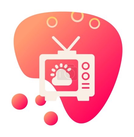 Téléchargez les photos : Icône TV avec symbole météo, illustration vectorielle design simple - en image libre de droit