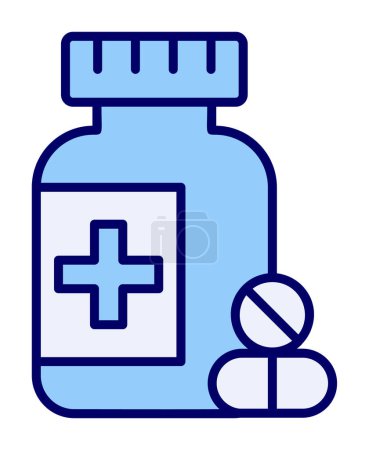 Ilustración de Píldoras médicas icono ilustración vectorial. Medicamentos - Imagen libre de derechos
