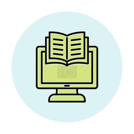 Téléchargez les illustrations : E-book et icône de l'écran d'ordinateur, illustration vectorielle - en licence libre de droit