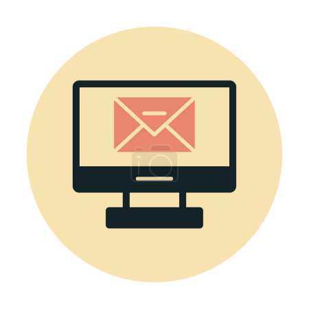Téléchargez les illustrations : Simple ordinateur plat email message icône vectoriel illustration conception - en licence libre de droit