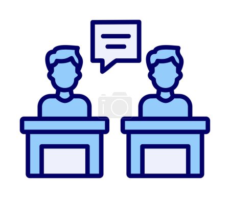 hombres dando discurso en los puestos de discurso en el icono de debate, ilustración vectorial