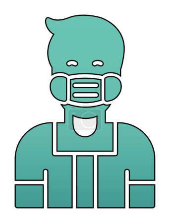 Téléchargez les illustrations : Plat jeune homme avec masque médical conception vectorielle - en licence libre de droit