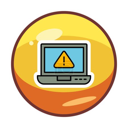 Ilustración de Ordenador portátil con icono de señal de advertencia - Imagen libre de derechos