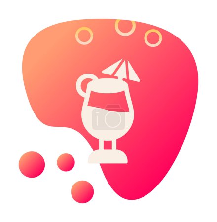 Téléchargez les illustrations : Illustration vectorielle de l'icône cocktail flat - en licence libre de droit