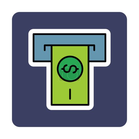 Ilustración de Retirar dinero del icono de la línea de ranura de cajero automático en un diseño simple sobre un fondo blanco - Imagen libre de derechos