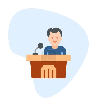 Ilustración de Hombres dando discurso en el icono del soporte de voz, ilustración vectorial - Imagen libre de derechos
