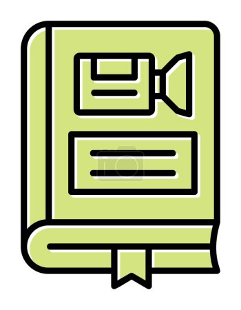 Téléchargez les illustrations : Icône de livre avec signe de caméra, illustration vectorielle design simple - en licence libre de droit