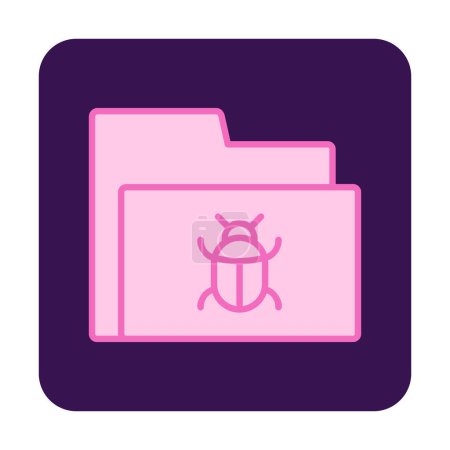 Illustration for Data folder with software bug icon, virus concept, vector illustration - Royalty Free Image