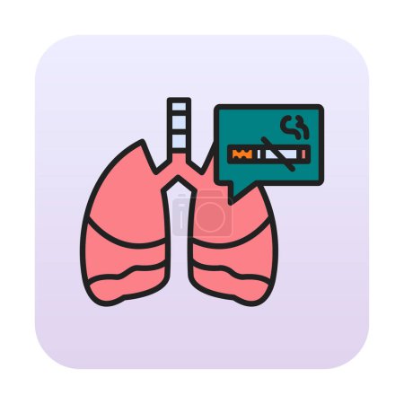 Téléchargez les illustrations : Poumons et icône anti-tabac, concept de cancer, illustration vectorielle - en licence libre de droit