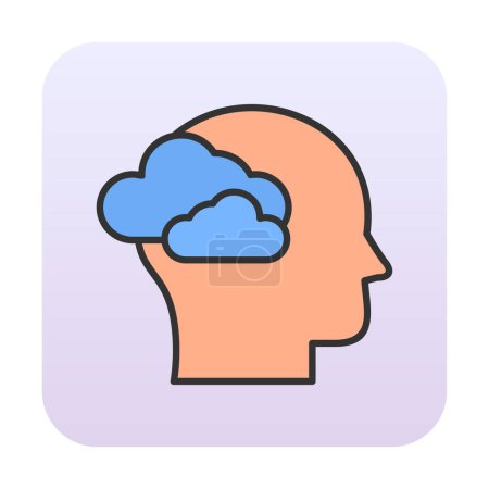 Téléchargez les illustrations : Cerveau avec icône nuages, illustration vectorielle - en licence libre de droit