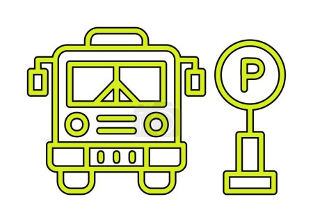 Ilustración de Vector ilustración del icono de estacionamiento de autobuses - Imagen libre de derechos