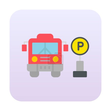 Téléchargez les illustrations : Illustration vectorielle de l'icône de stationnement d'autobus - en licence libre de droit