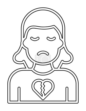 Illustration for Sad woman with  Broken Heart  icon  illustration - Royalty Free Image