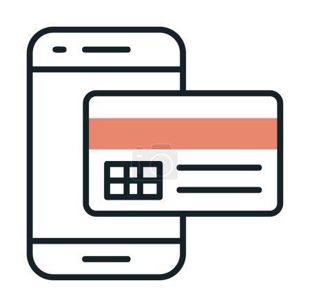 Illustration for Card Payment. Mobile payment outline vector icon - Royalty Free Image