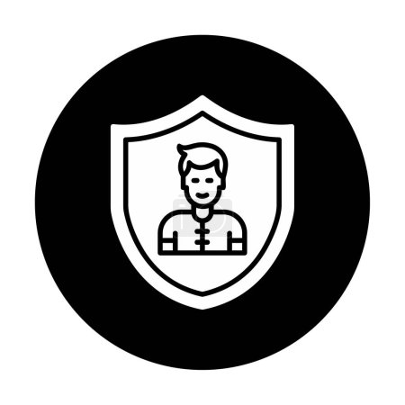 Illustration for Man in shield icon, vector illustration - Royalty Free Image