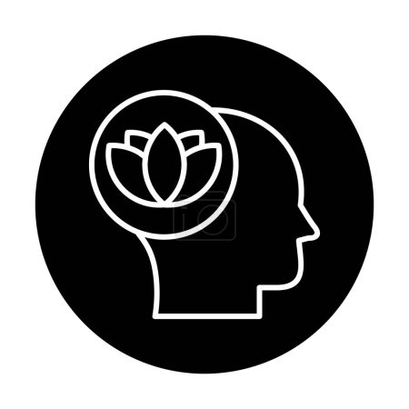 Téléchargez les illustrations : Tête avec icône de fleur de lotus, illustration vectorielle design simple - en licence libre de droit