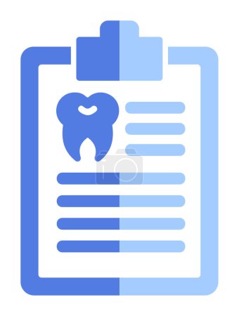 Téléchargez les illustrations : Dent avec icône presse-papiers. illustration simple de l'icône vectorielle Rapport médical pour le web - en licence libre de droit