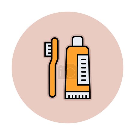 Téléchargez les illustrations : Illustration vectorielle des icônes brosse à dents et pâte à dents - en licence libre de droit