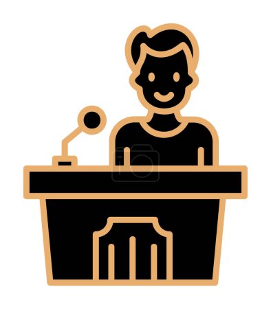 Téléchargez les illustrations : Hommes prononçant un discours à l'icône du stand de parole, illustration vectorielle - en licence libre de droit