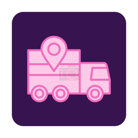 Illustration for Delivery truck with location icon, simple  illustration - Royalty Free Image