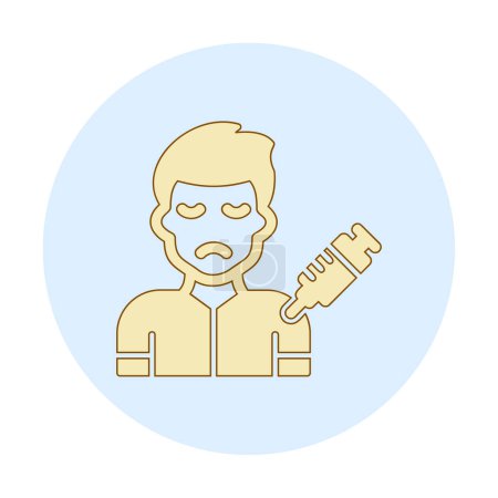 Illustration for Sad man with syringe. drug addiction concept, vector illustration - Royalty Free Image