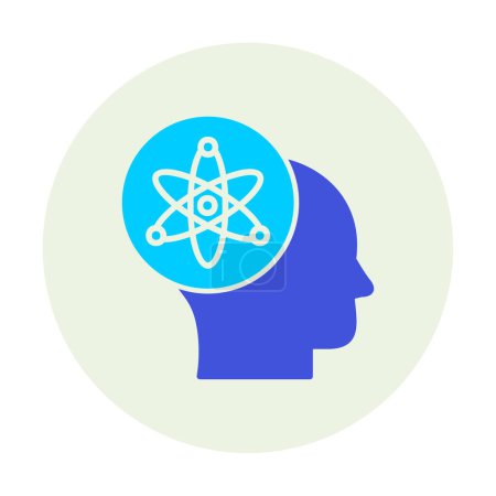 Ilustración de Cabeza humana con átomo, icono de la ciencia, diseño de ilustración vectorial - Imagen libre de derechos
