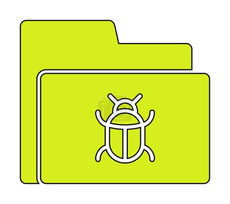 Illustration for Data folder with software bug icon, virus concept, vector illustration - Royalty Free Image