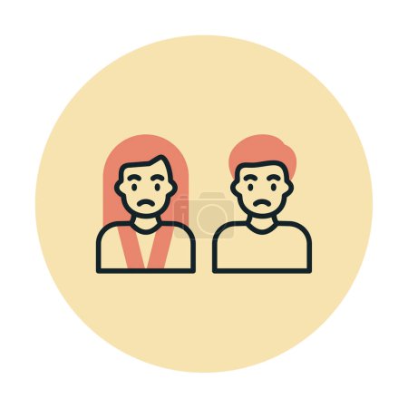 Téléchargez les photos : Illustration vectorielle de triste homme et femme icône, réfugiés - en image libre de droit