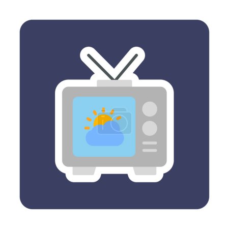 Téléchargez les illustrations : Icône TV avec symbole météo, illustration vectorielle design simple - en licence libre de droit