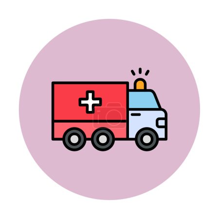 Téléchargez les illustrations : Icône de voiture d'ambulance, illustration vectorielle couleur - en licence libre de droit